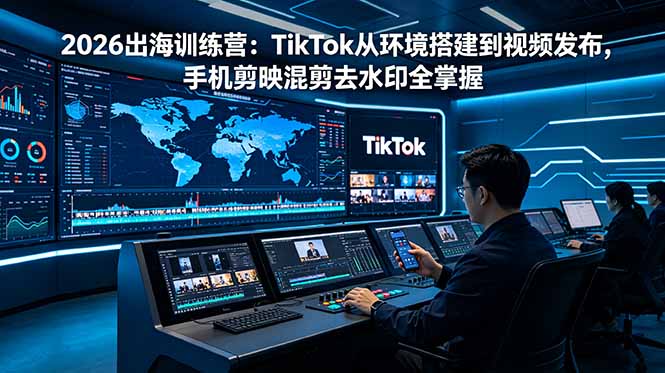 2026出海训练营:TikTok从环境搭建到视频发布,手机剪映混剪去水印全掌握-91副业网