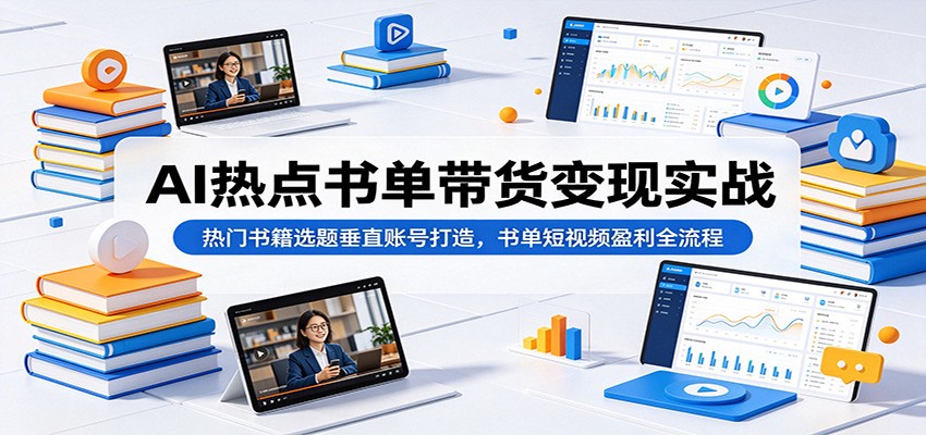 AI热点书单带货变现实战:热门书籍选题垂直账号打造,书单短视频盈利全流程-91副业网