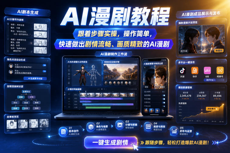 AI漫剧教程,跟着步骤实操,操作简单,快速做出剧情流畅、画质精致的AI漫剧-91副业网