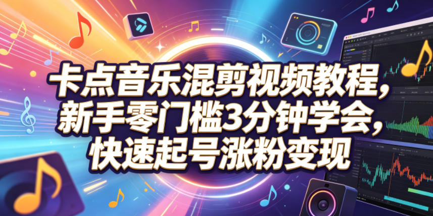 卡点音乐混剪视频教程，新手零门槛3分钟学会，快速起号涨粉变现-91副业网