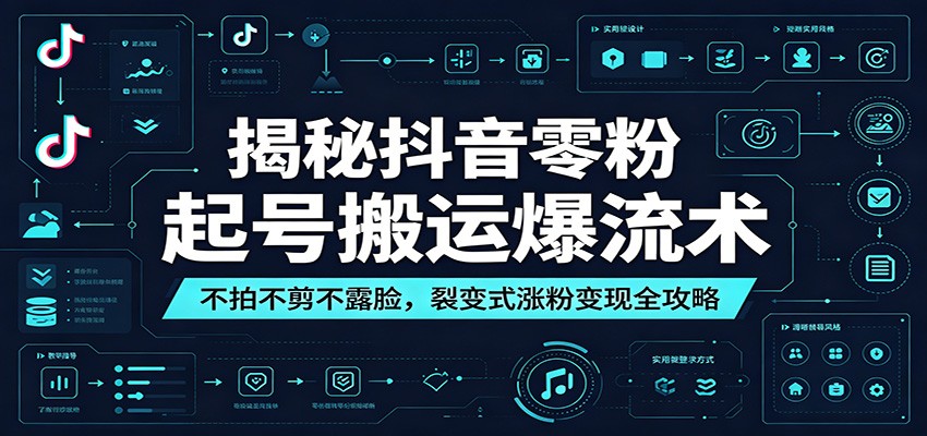 揭秘抖音零粉起号搬运爆流术：不拍不剪不露脸，裂变式涨粉变现全攻略-91副业网