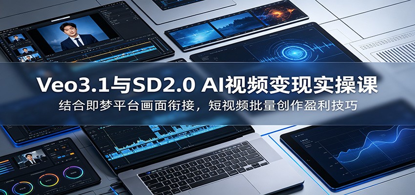 Veo3.1与SD2.0 AI视频变现实操课课:结合即梦平台画面衔接,短视频批量创作盈利技巧-91副业网