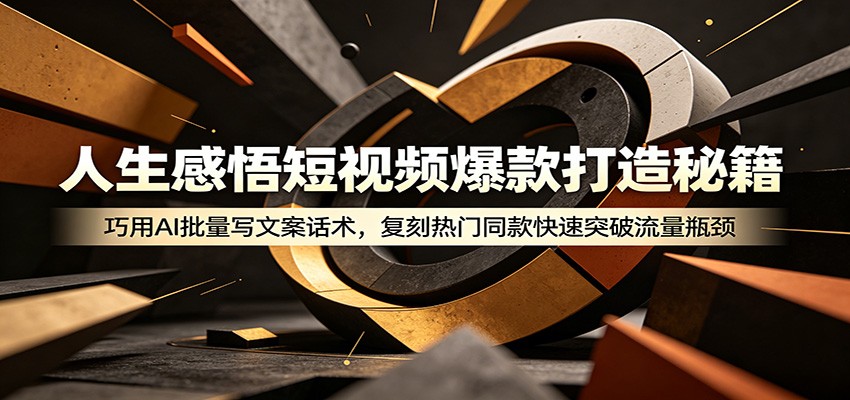 人生感悟短视频爆款打造秘籍：巧用A 批量写文案话术，复刻热门同款快速突破流量瓶颈-91副业网