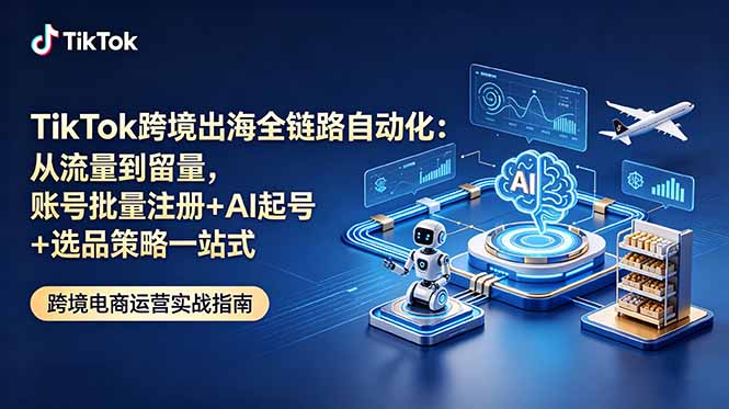 TikTok跨境出海全链路自动化:从流量到留量,账号批量注册+AI起号+选品策略一站式-91副业网