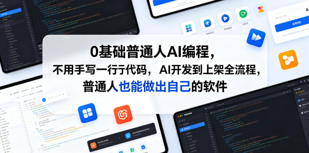 0基础普通人AI编程，不用手写一行代码，AI开发到上架全流程，普通人也能做出自己的软件-91副业网