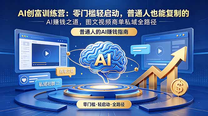 AI创富训练营：零门槛轻启动，普通人也能复制的AI赚钱之道，图文视频商单私域全路径-91副业网