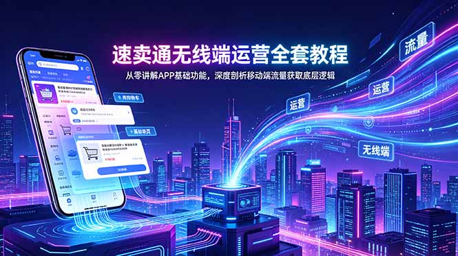 速卖通无线端运营全套教程，从零讲解APP基础功能，深度剖析移动端流量获取底层逻辑-91副业网