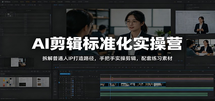 AI剪辑标准化实操营：拆解普通人IP打造路径，手把手实操剪辑，配套练习素材-91副业网