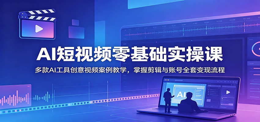 AI短视频零基础实操课：多款AI工具创意视频案例教学，掌握剪辑与账号全套变现流程-91副业网