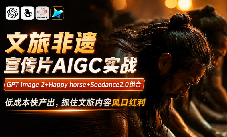 文旅非遗宣传片AIGC实战,GPT image 2+Happy horse+Seedance2.0组合,低成本快产出,抓住文旅内容风口红利-91副业网