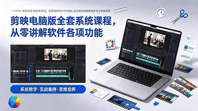 剪映电脑版全套系统课程,从零讲解软件各项功能,结合海量实战案例培养专业剪辑思维-91副业网