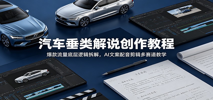 汽车垂类解说创作教程:爆款流量底层逻辑拆解,AI文案配音剪辑多赛道教学-91副业网