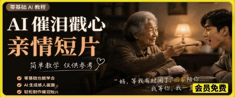 AI催泪戳心亲情短片，零基础AI教程，简单教学仅供参考-91副业网