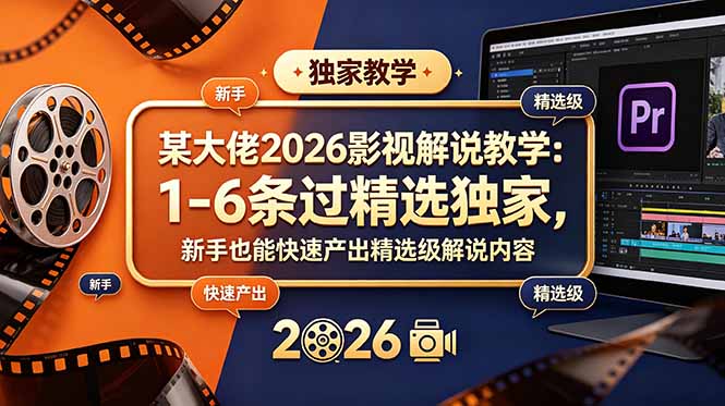 某大佬2026影视解说教学：1-6条过精选独家，新手也能快速产出精选级解说内容-91副业网