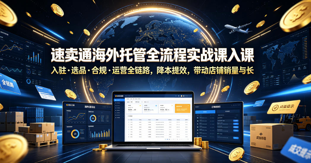 速卖通海外托管全流程实战课入驻・选品・合规・运营全链路,降本提效,带动店铺销量与收益增长-91副业网
