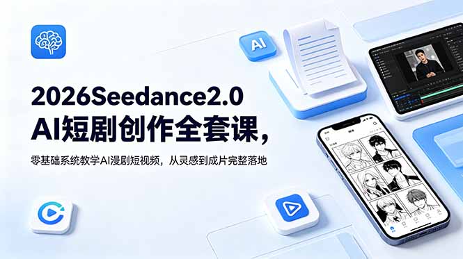 2026Seedance2.0AI短剧创作全套课,零基础系统教学AI漫剧短视频,从灵感到成片完整落地-91副业网