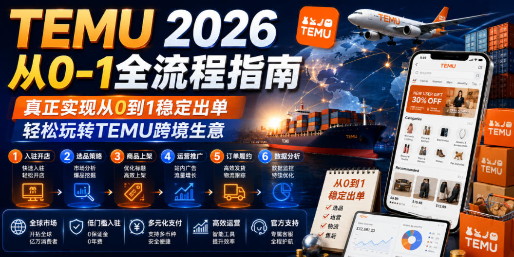 TEMU 2026从0-1全流程指南,真正实现从0到1稳定出单,轻松玩转TEMU跨境生意-91副业网