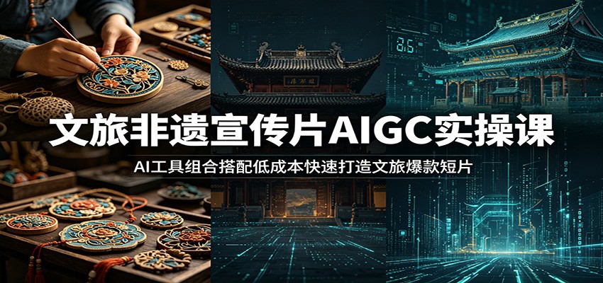 文旅非遗宣传片AIGC实操课：AI工具组合搭配低成本快速打造文旅爆款短片-91副业网