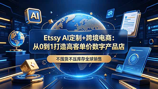 Etsy AI定制+跨境电商：从0到1打造高客单价数字产品店，不囤货不压库存全球销售-91副业网