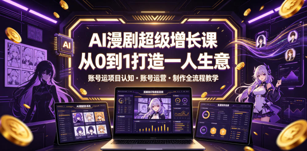 AI漫剧超级增长课，从0到1打造一人生意，项目认知・账号运营・制作全流程教学-91副业网