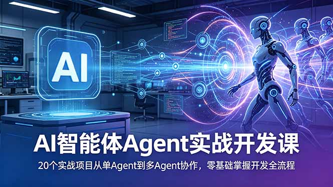 AI智能体Agent实战开发课：20个实战项目从单Agent到多Agent协作，零基础掌握开发全流程-91副业网