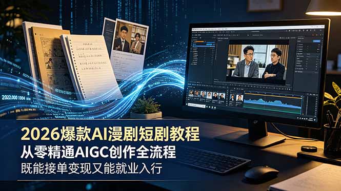 2026 爆款 AI 漫剧短剧教程 从零精通 AIGC 创作全流程 既能接单变现又能就业入行-91副业网