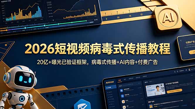 2026短视频病毒式传播教程：20亿+曝光已验证框架，病毒式传播+AI内容+付费广告-91副业网