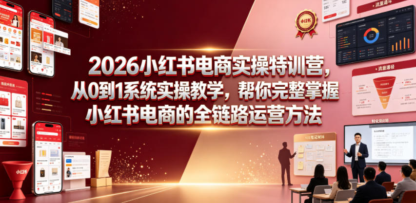 2026小红书电商实操特训营,从0到1系统实操教学,帮你完整掌握小红书电商的全链路运营方法-91副业网