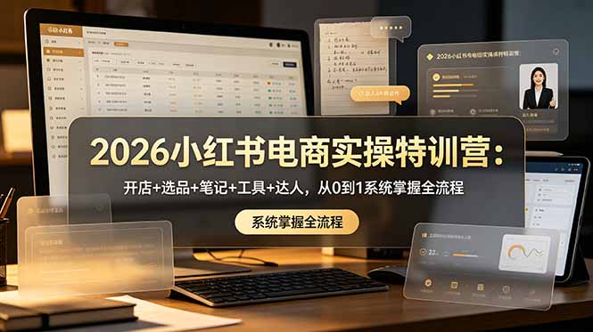 2026小红书电商实操特训营：开店+选品+笔记+工具+达人，从0到1系统掌握全流程-91副业网
