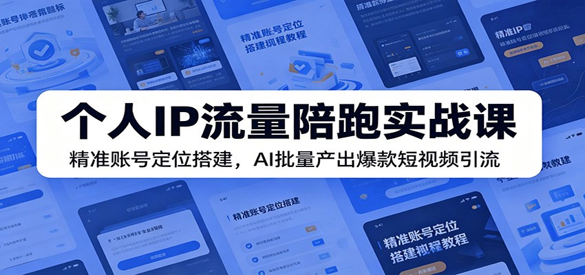 个人IP流量陪跑实战课：精准账号定位搭建，AI批量产出爆款短视频引流-91副业网