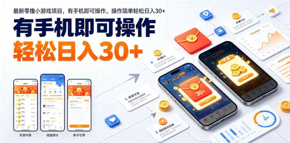 最新零撸小游戏项目，有手机即可操作，操作简单轻松日入30+-91副业网