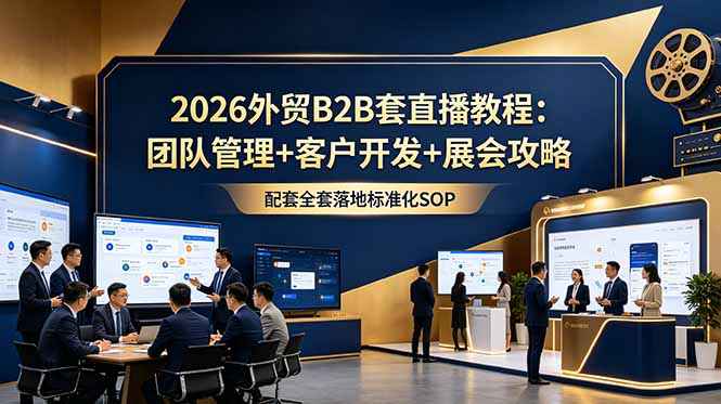 2026外贸B2B套直播教程：团队管理+客户开发+展会攻略，配套全套落地标准化SOP-91副业网