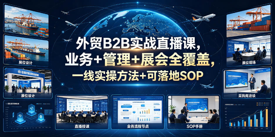 外贸B2B实战直播课,业务+管理+展会全覆盖,一线实操方法+可落地SOP-91副业网