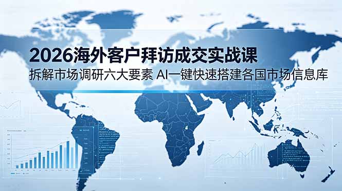 2026海外客户拜访成交实战课：拆解市场调研六大要素，AI一键快速搭建各国市场信息库-91副业网