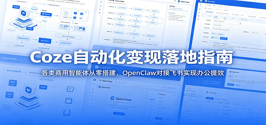 Coze自动化变现落地指南：各类商用智能体从零搭建，OpenClaw对接飞书实现办公提效-91副业网