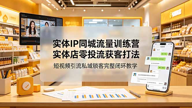 实体IP同城流量训练营：实体店零投流获客打法，短视频引流私域锁客完整闭环教学-91副业网