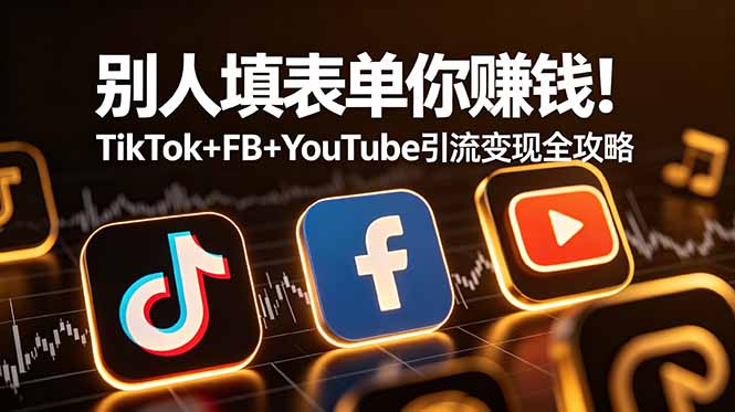 别人填表单你赚钱！TikTok+FB+YouTube 引流变现全攻略【原创双语字幕】-91副业网