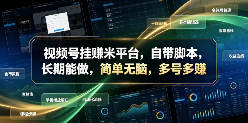 视频号挂賺米平台，自带脚本，长期能做，简单无脑，多号多賺【揭秘】-91副业网