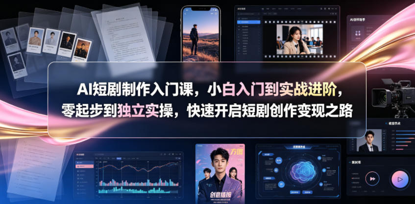 AI短剧制作入门课，小白入门到实战进阶，零起步到独立实操，快速开启短剧创作变现之路-91副业网