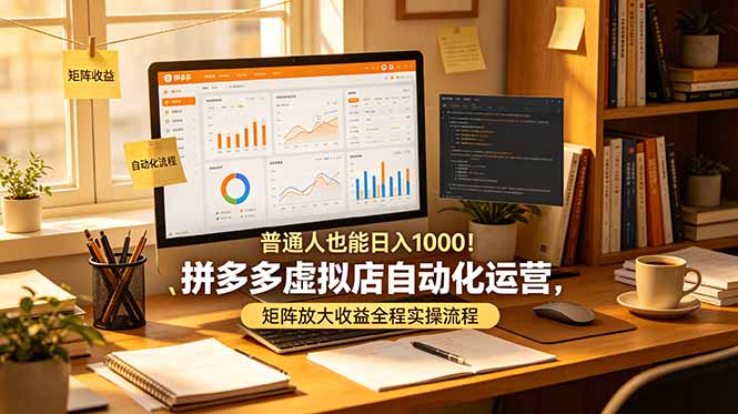 普通人也能日入 1000！拼多多虚拟店自动化运营，矩阵放大收益全程实操流程-91副业网