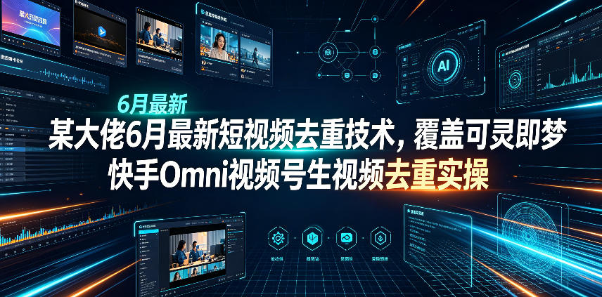 某大佬6月最新短视频去重技术,覆盖可灵即梦快手Omni视频号生视频去重实操-91副业网