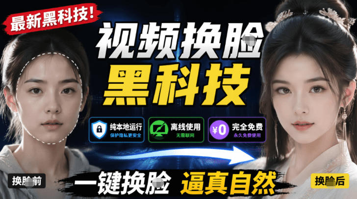 AI人工智能如此夸张？一键视频换Lian黑科技，纯本地离线运行，本地视频换Lian娱乐工具，AI FaceSwap-91副业网