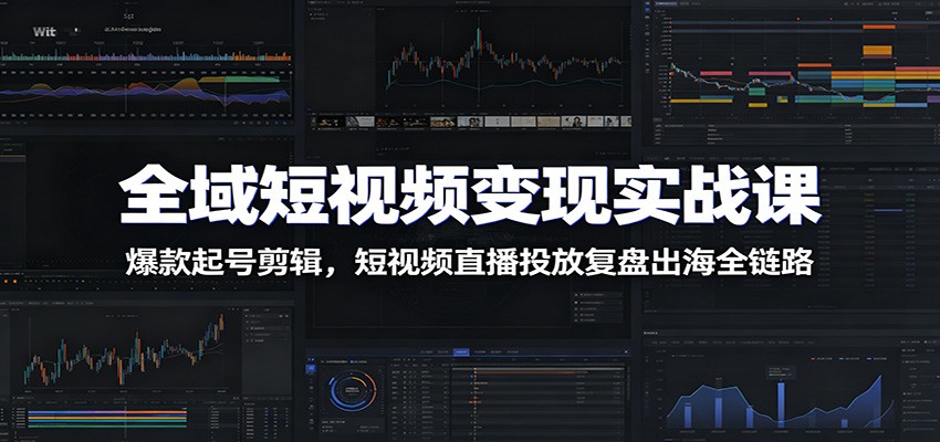 全域短视频变现实战课：爆款起号剪辑，短视频直播投放复盘出海全链路-91副业网