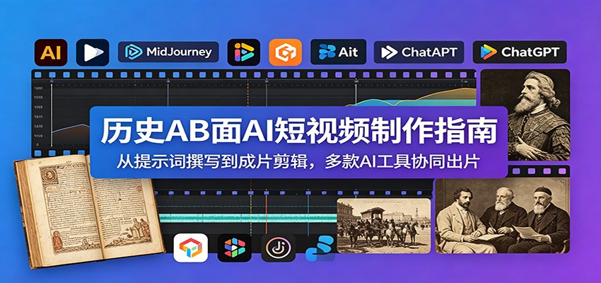 历史AB面AI短视频制作指南：从提示词撰写到成片剪辑，多款AI工具协同出片-91副业网