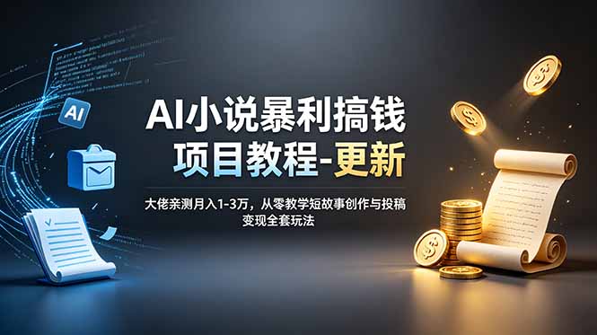 AI小说暴利搞钱项目教程-更新,大佬亲测月入1-3万,从零教学短故事创作与投稿变现全套玩法-91副业网