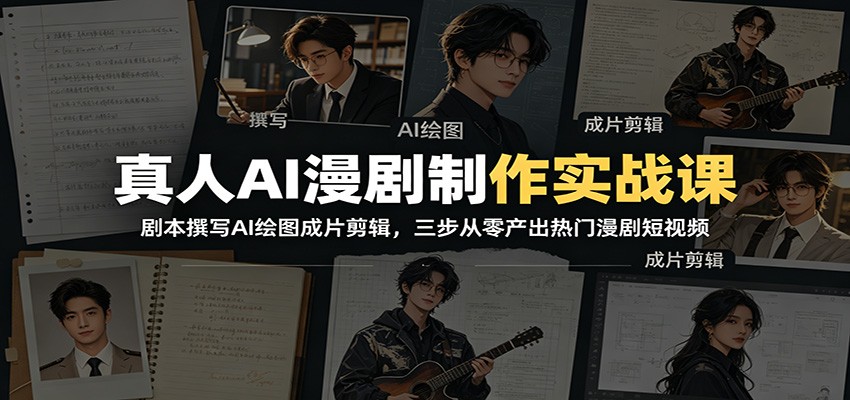 真人AI漫剧制作实战课：剧本撰写AI绘图成片剪辑，三步从零产出热门漫剧短视频-91副业网
