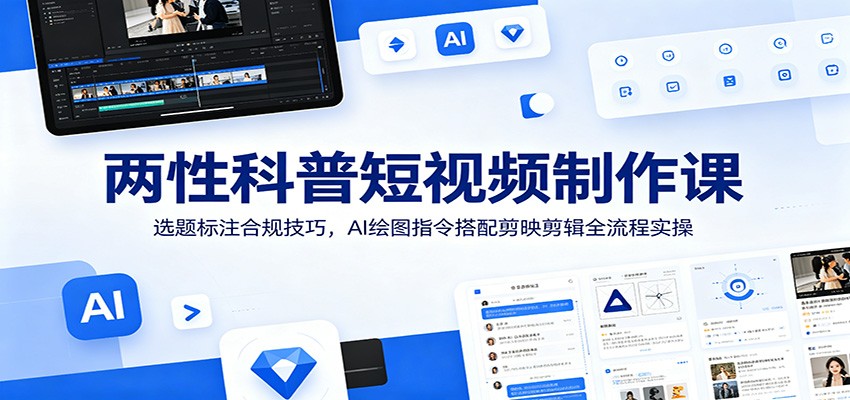 两性科普短视频制作课：选题标注合规技巧，AI绘图指令搭配剪映剪辑全流程实操-91副业网
