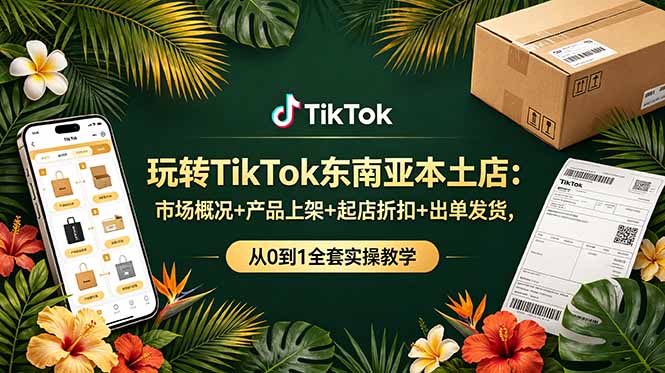 玩转TikTok东南亚本土店：市场概况+产品上架+起店折扣+出单发货，从0到1全套实操教学-91副业网