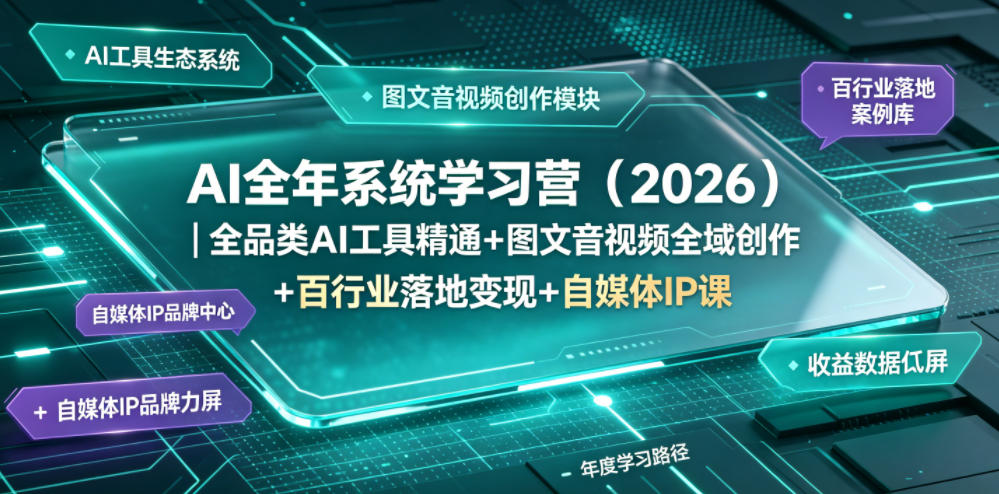 AI全年系统学习营(2026)｜全品类AI工具精通+图文音视频全域创作+百行业落地变现+自媒体IP打造年度进阶大课-91副业网