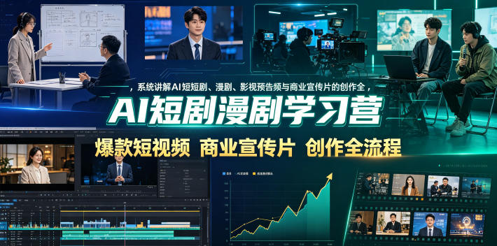 AI短剧漫剧学习营，系统讲解AI短剧、漫剧、影视预告片、爆款短视频与商业宣传片的创作全流程-91副业网